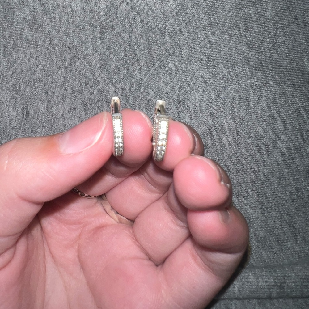 Pandora sterling silver sparkle hoop earrings